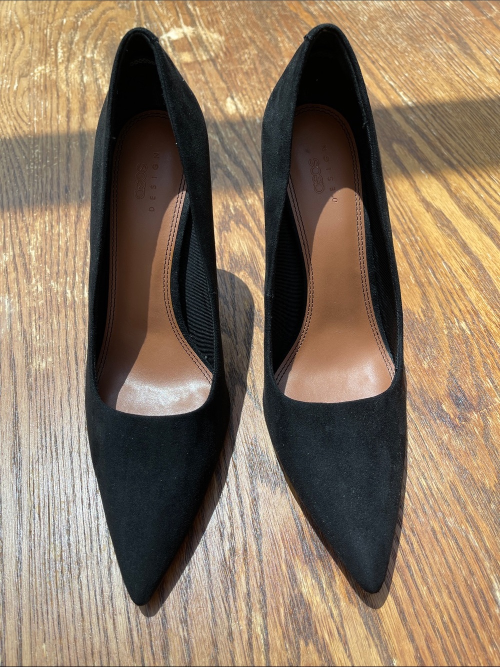ASOS Black Pointed Toe Suede Heels